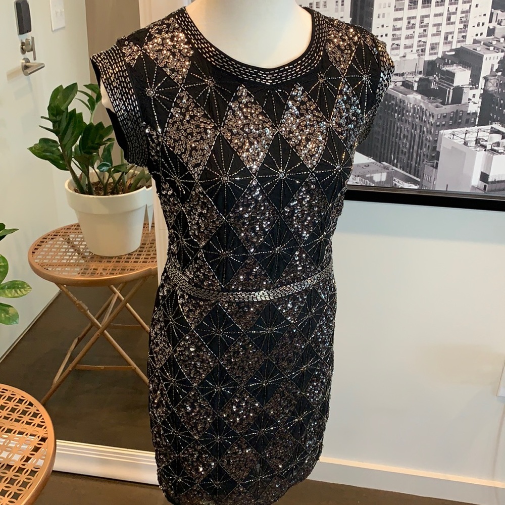Black sequin and beaded dress